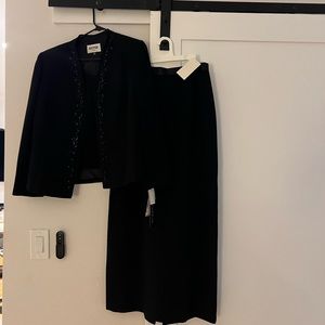Vintage KASPER 3 piece black fullylined beaded ensemble. New with tags size 12P